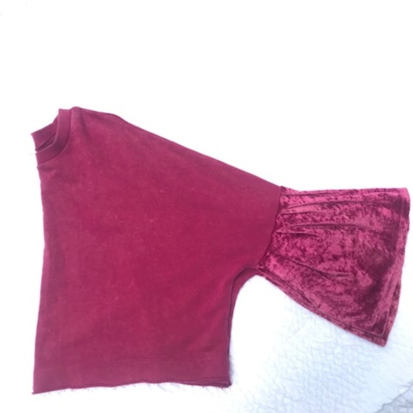 Free People Pink Bell Sleeve Relaxed Crop Sweater - Picture 8 of 8